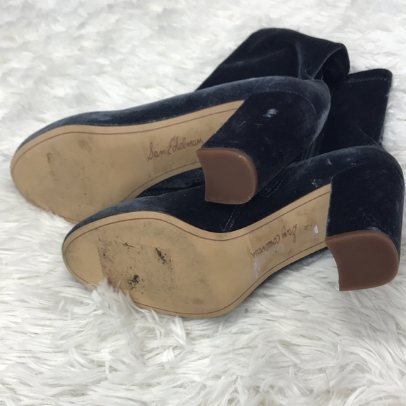 Sam Edelman Faux Velvet Zip Up Heeled Boots - Picture 7 of 10